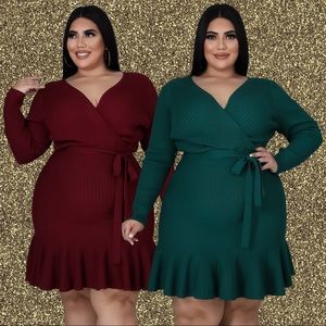 ✨NWT✨Plus Long Sleeve Sweater Dress-Burgundy